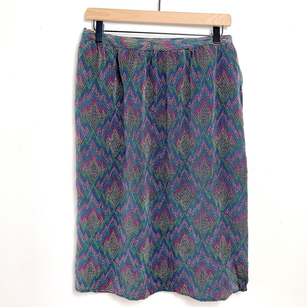 Vintage 80s 90s Silk Wrap Skirt Sz 6 Abstract Minimalist Office Quiet Luxury
